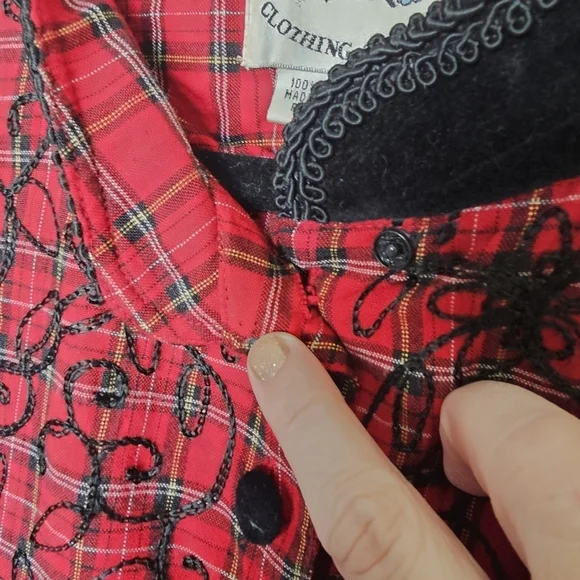 Country Wear‎ Clothing Company Red Black Vintage 90s Plaid Embroidered Size 20W - Picture 13 of 14